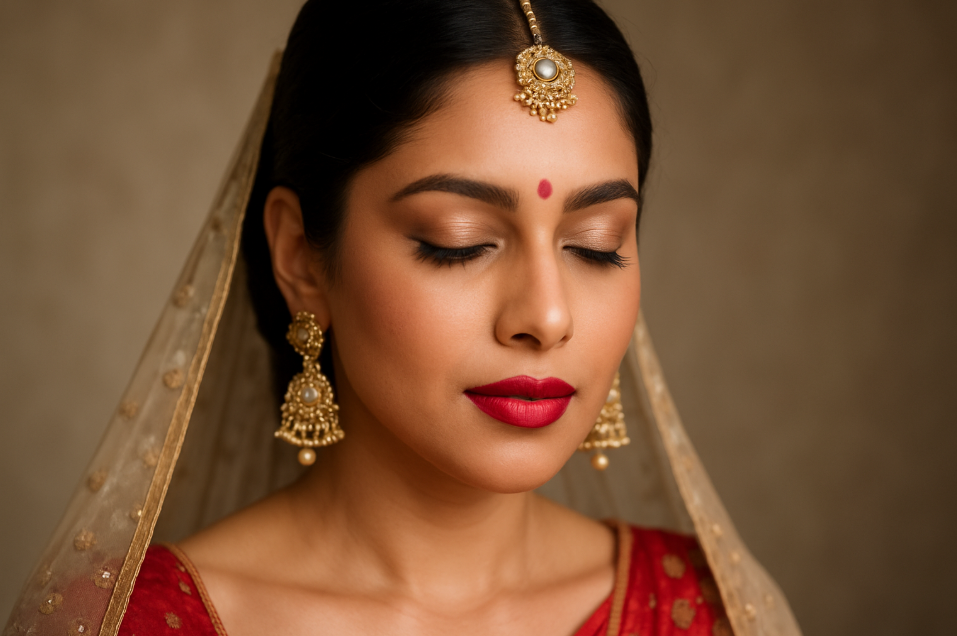 Statement red lips bridal makeup trend